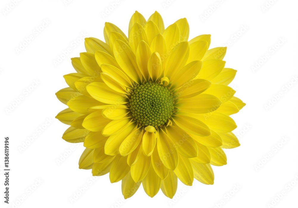 Fototapeta premium Vibrant yellow chrysanthemum macro photography isolated white background