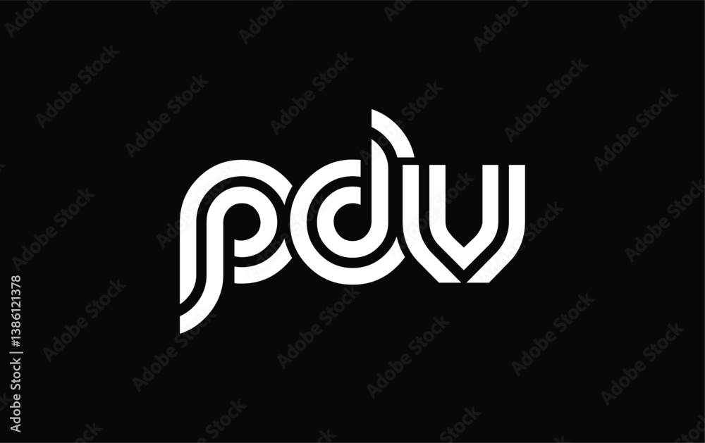 Obraz premium PDV Creative Unique Modern Letter Logo Design. Stylized logo featuring a unique letter design, presenting abstract minimalist aesthetics and modern appeal.