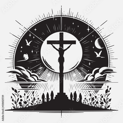Cross Silhouettes stock illustration
