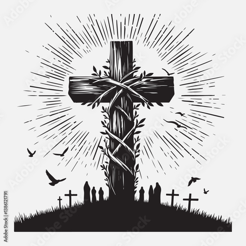 Cross Silhouettes stock illustration