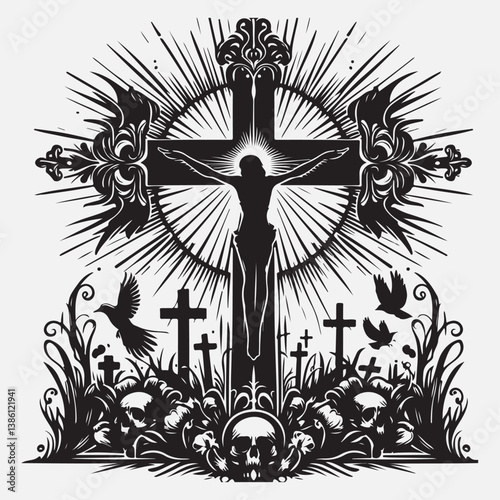 Cross Silhouettes stock illustration