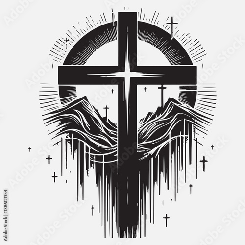 Cross Silhouettes stock illustration