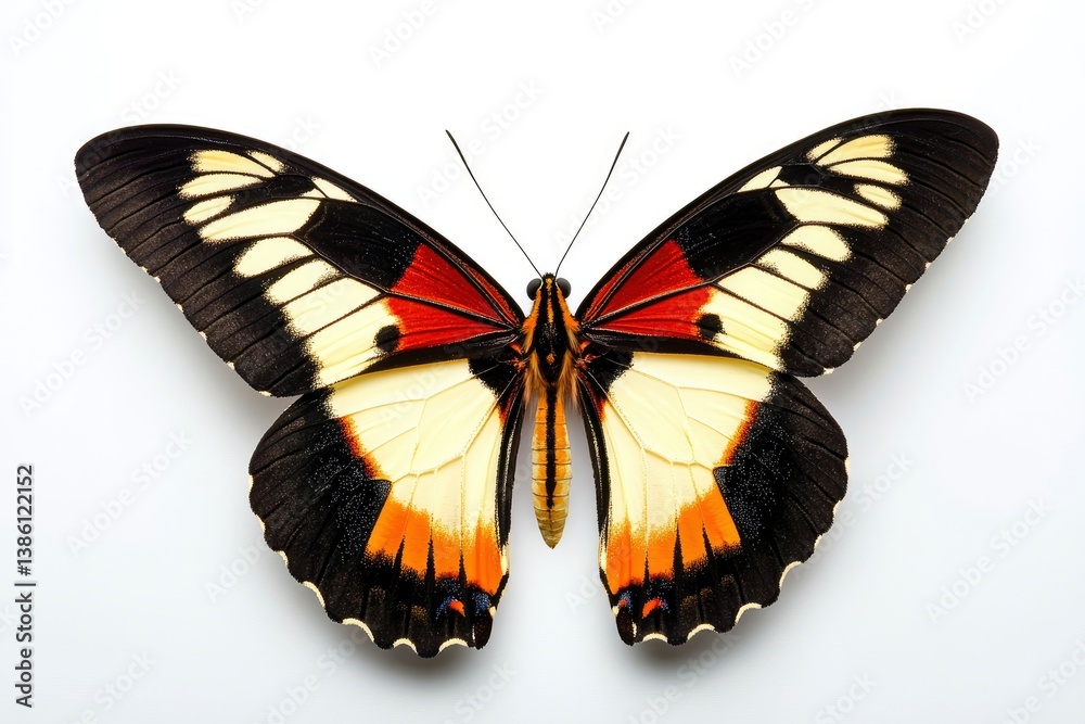 Obraz premium Close-up of a Papilio Butterfly with Intricate Wing Patterns on White