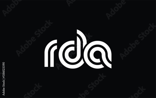 RDA Creative Unique Modern Letter Logo Design. Stylized logo featuring a unique letter design, presenting abstract minimalist aesthetics and modern appeal.