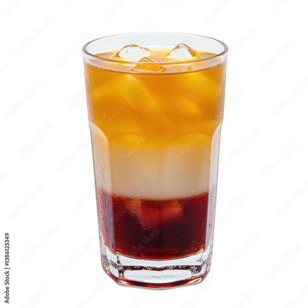 Iced Tea Layered with Milk and Berry Syrup. Iced Tea Layered with Milk and Berry Syrup.