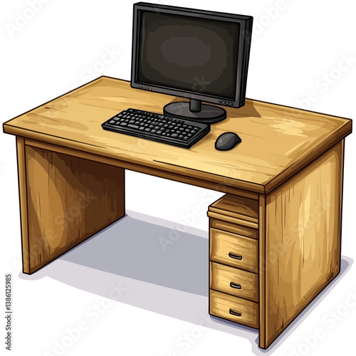office desk with computer