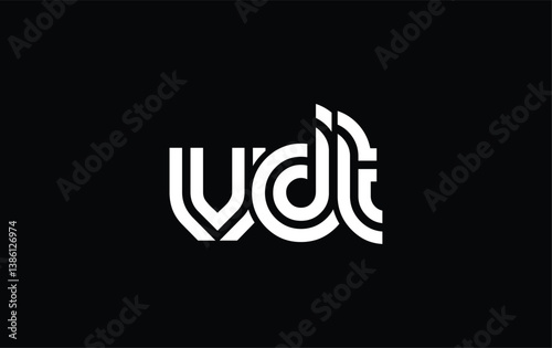 VDT Creative Unique Modern Letter Logo Design. Stylized logo featuring a unique letter design, presenting abstract minimalist aesthetics and modern appeal.