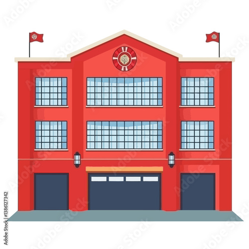 Fire station on white 