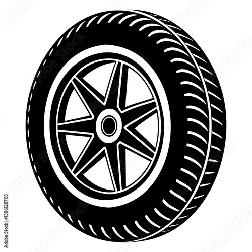 Car tire vector illustration, modern and detailed design, isolated on transparent background