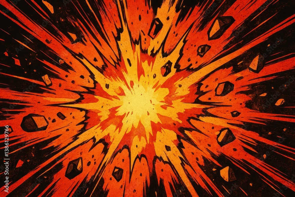 Dynamic Comic Style Explosion Background Illustration for Art