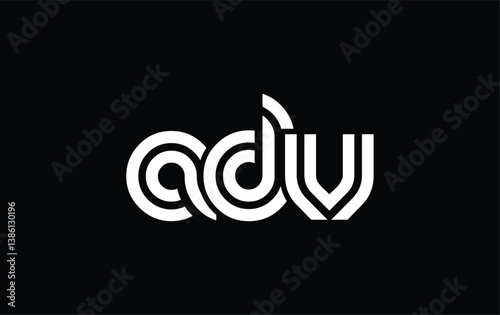 ADV Creative Unique Modern Letter Logo Design. Stylized logo featuring a unique letter design, presenting abstract minimalist aesthetics and modern appeal.