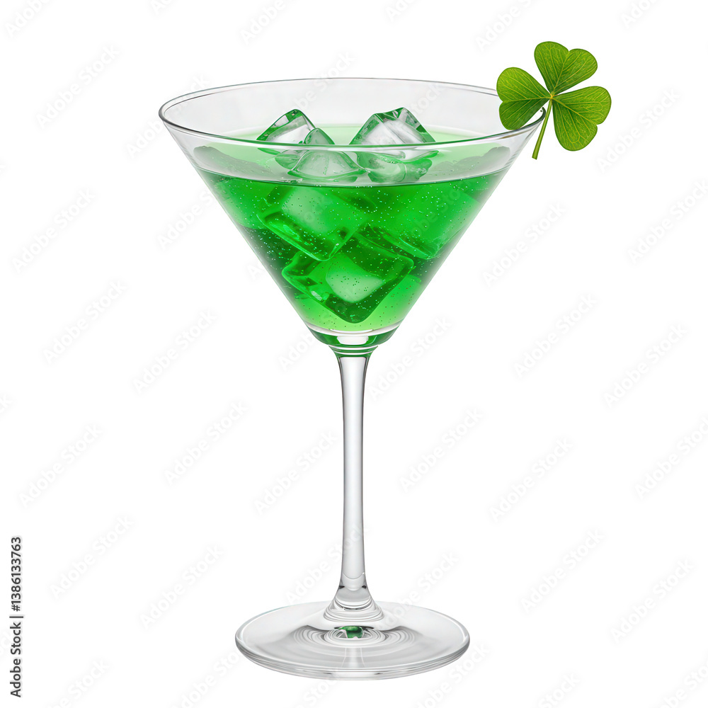 Iced Green Martini with a Clover Garnish. Iced Green Martini with a Clover Garnish.