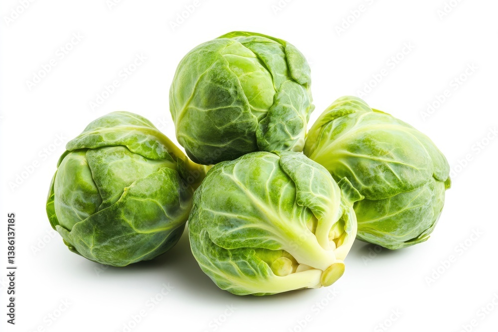 Fresh Brussels Sprouts Piled Together Isolated on White Background Fresh Brussels Sprouts Piled Together Isolated on White Background