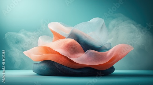 Abstract sculpted forms of color