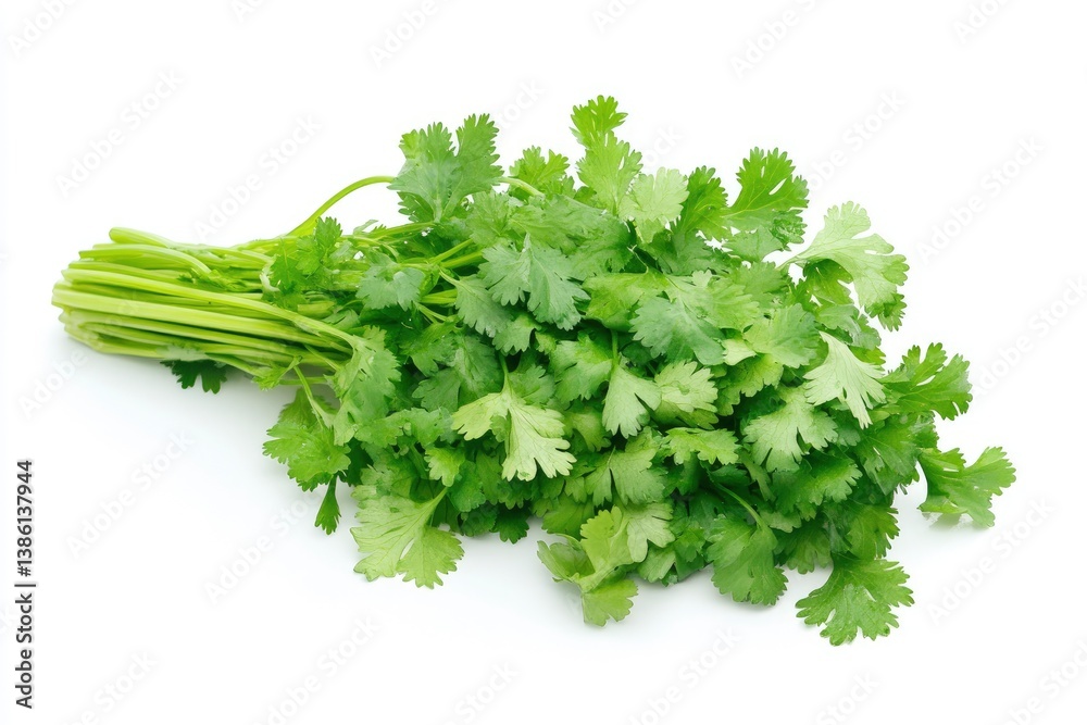 Fresh Cilantro Bunch Isolated on White Background for Culinary Uses Fresh Cilantro Bunch Isolated on White Background for Culinary Uses
