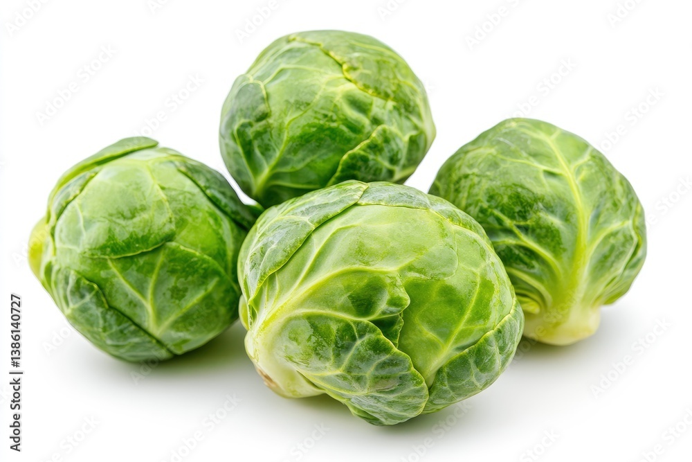 Close-up of Fresh Green Brussels Sprouts on White Background Close-up of Fresh Green Brussels Sprouts on White Background