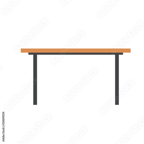 Wooden table furniture. Interior wooden desk. Empty table illustration.