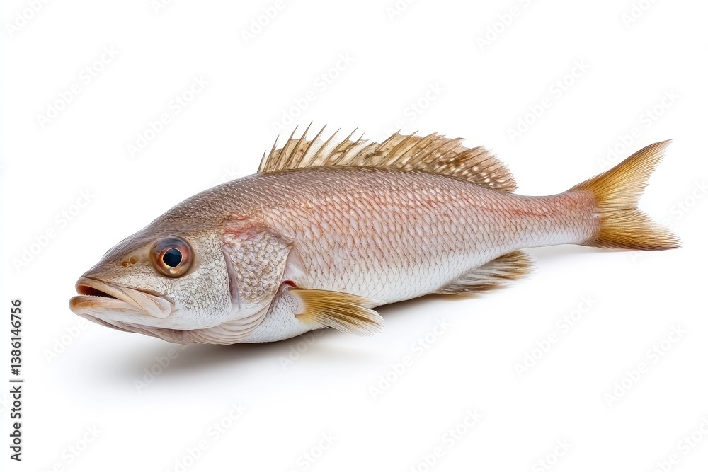 Fototapeta premium Fresh Whole Snapper Fish on White Background Ready for Cooking