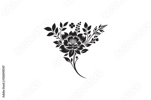 Stock flower vector silhouette image adobe illustrator. eps