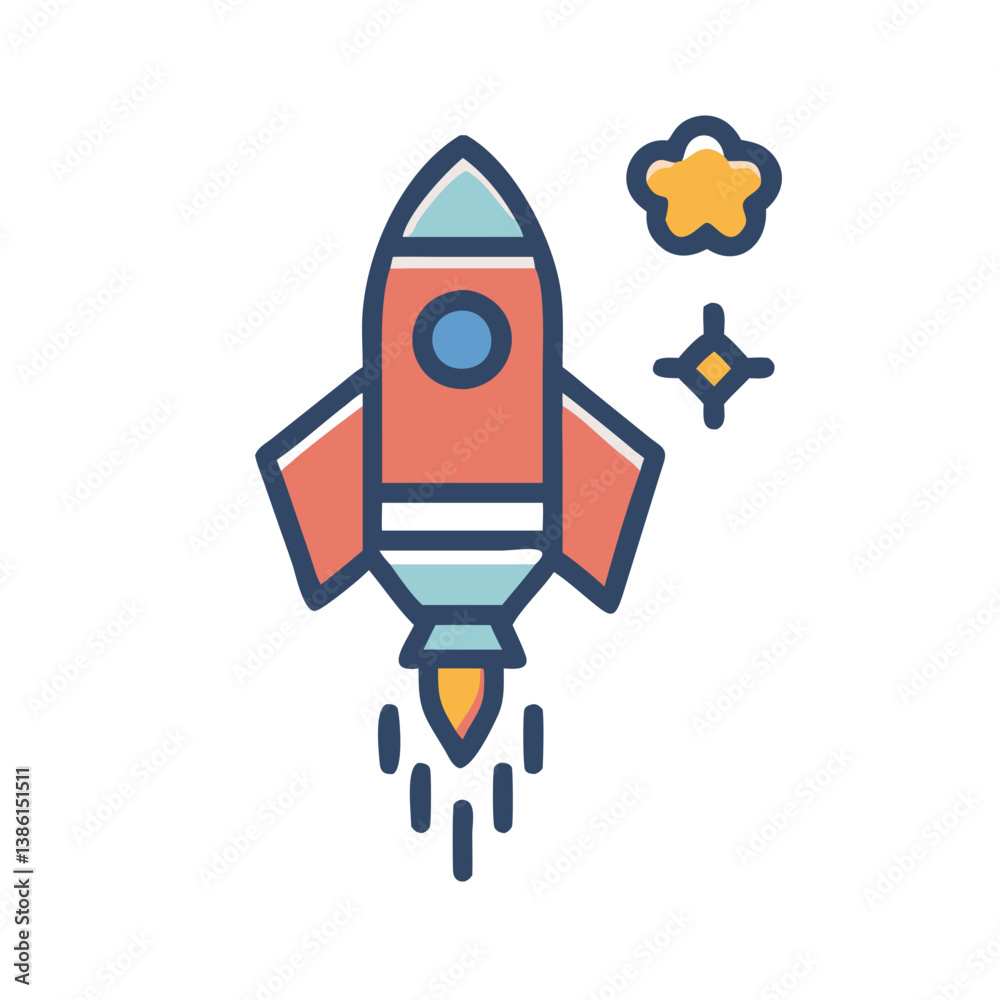 Stylish Rocket Icon for Creative Projects Stylish Rocket Icon for Creative Projects
