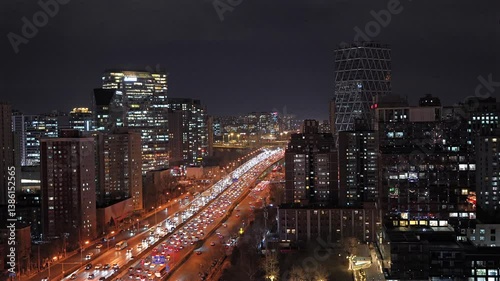 Wallpaper Mural The scene of towering skyscrapers and congested traffic flows in Beijing, China Torontodigital.ca
