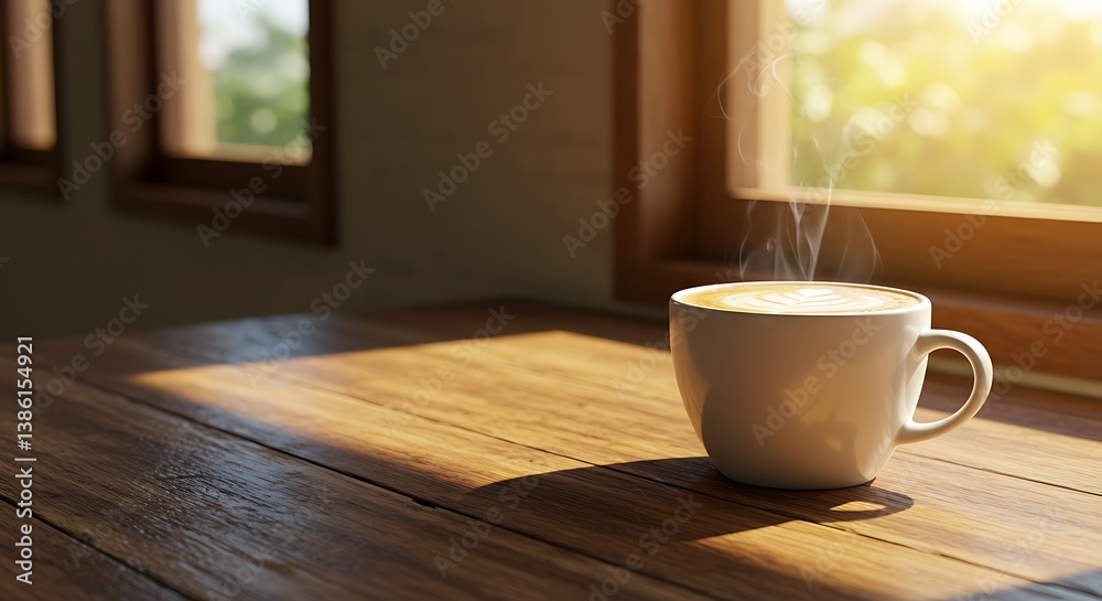 Fototapeta premium Golden Hour Brew AI Generated