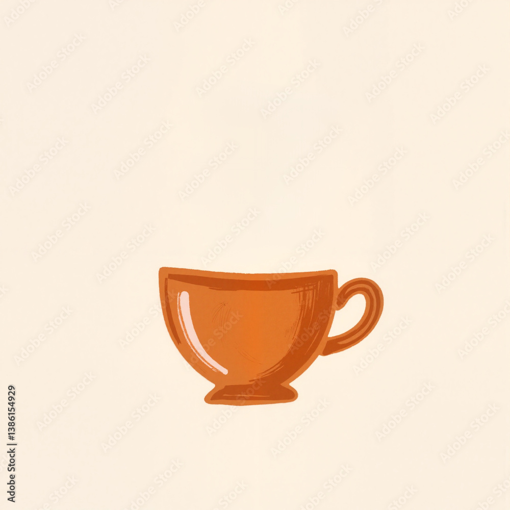Simple Orange Coffee Cup Illustration on Neutral Background Simple Orange Coffee Cup Illustration on Neutral Background