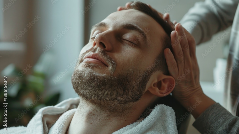 Fototapeta premium Relaxation and calm through head massage therapy