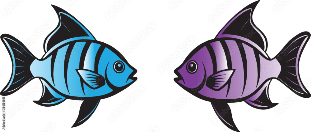 Naklejka premium colorful fish icon vector set
