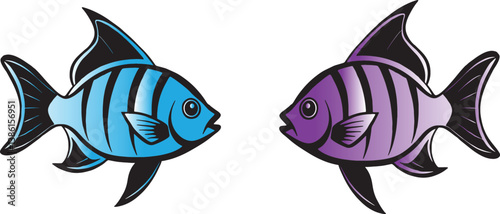 colorful fish icon vector set