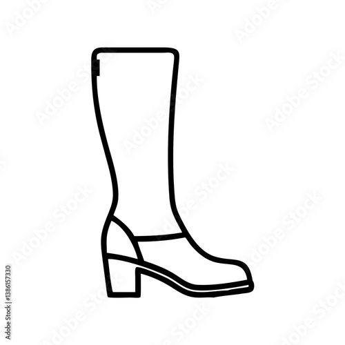 Knee high heel boot fashion footwear vector illustration for women style and clothing accessories design