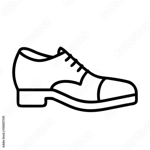 Illustration of a classic black leather oxford shoe for men fashion and formal wear with laces  char