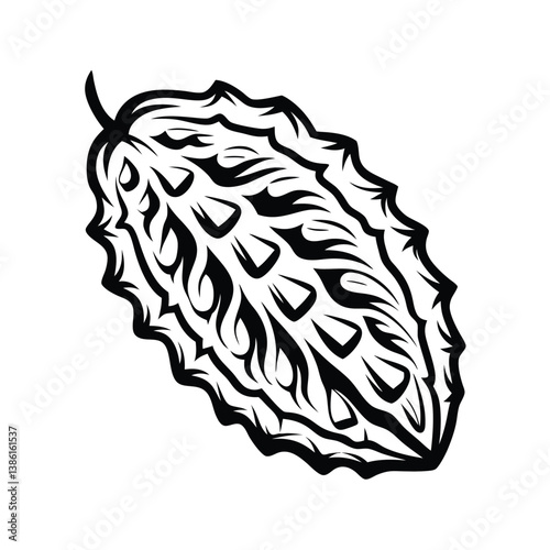 Bitter Melon Design, Monochrome of Prickly Gourd 
