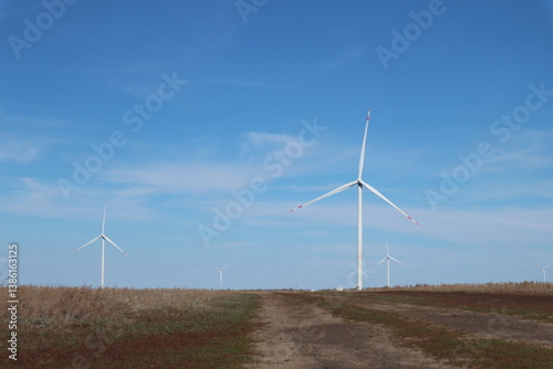 wind turbine in the wind in Kazakhstan