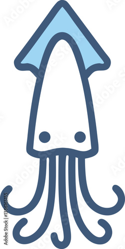 squid blue color vector illustration. an oceanic behemoth. seafood icon