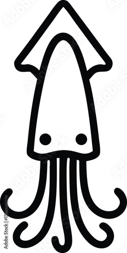 squid outline vector illustration. an oceanic behemoth. seafood icon