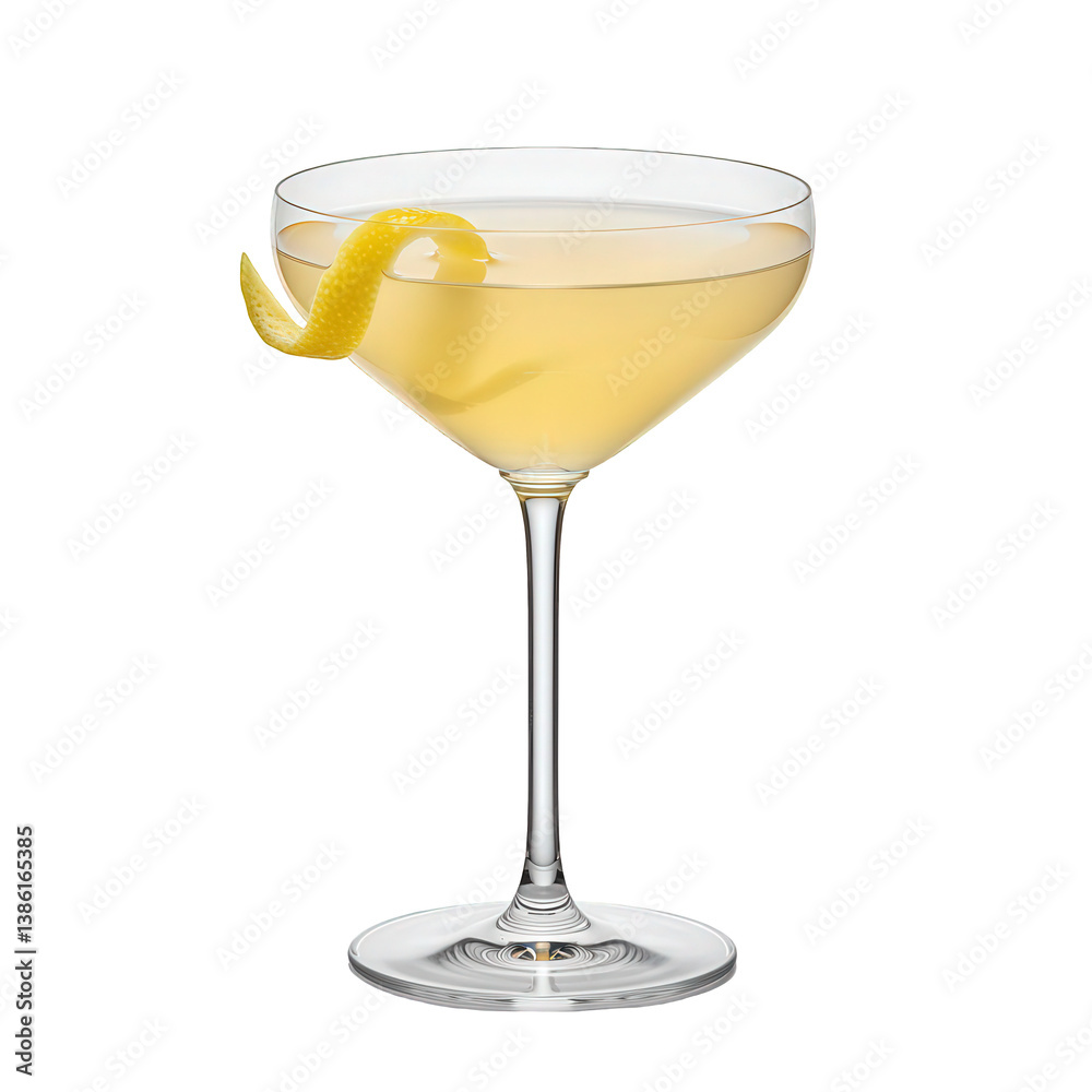 Elegant Coupe Glass with a Lemon Twist Cocktail. Elegant Coupe Glass with a Lemon Twist Cocktail.