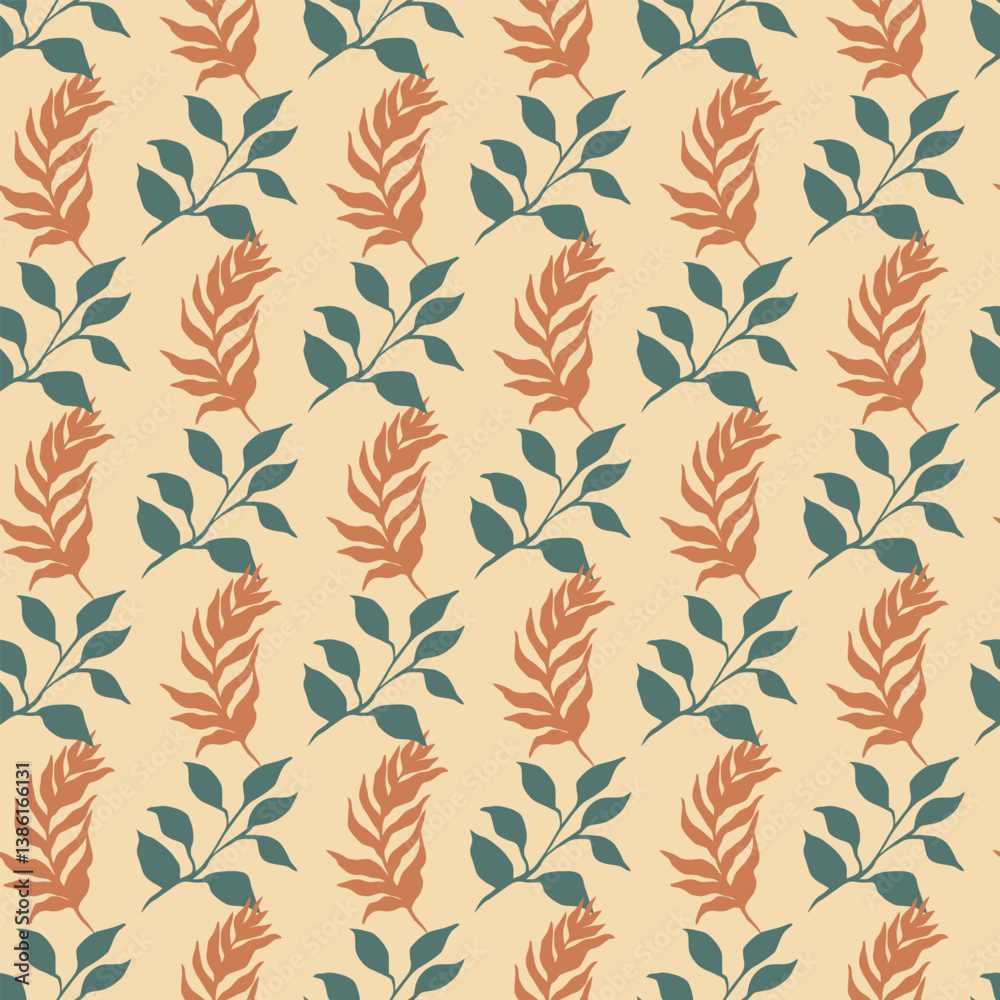 Fototapeta premium Branch Leaves Seamless Vector Pattern Design
