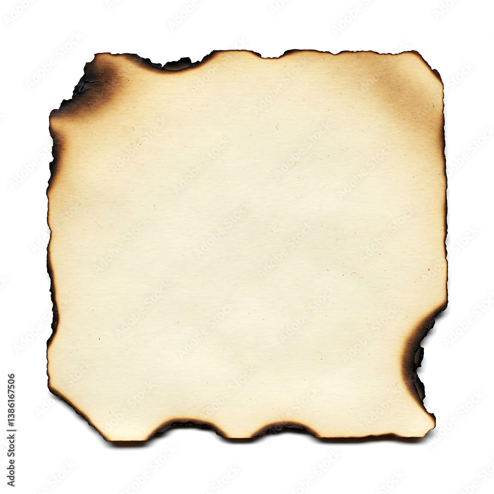 Aged, Burnt Document Texture isolated on White background. Aged, Burnt Document Texture isolated on White background.