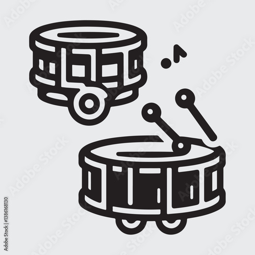 Drum line and solid icon, Kids toys concept, Drum toy sign on white background