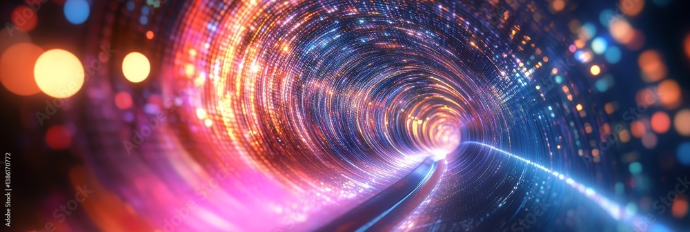 Abstract Tunnel: A Vibrant Journey - Symbolizing innovation, technology, speed, energy, and cosmic travel, this depicts a swirling Abstract Tunnel: A Vibrant Journey - Symbolizing innovation, technology, speed, energy, and cosmic travel, this depicts a swirling