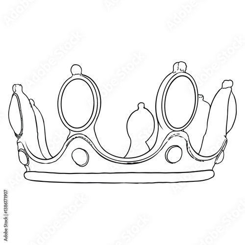 Crown from over the baby Jesus Christ, Son of God. Christian art, symbolic representation of Jesus' divine nature as the King of Kings. Crown represents Jesus' sovereignty and ruler of the universe.