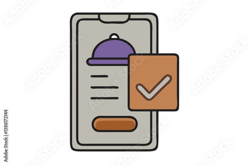 Mobile Food Order Confirmation Vector Illustration For Digital Platforms Applications