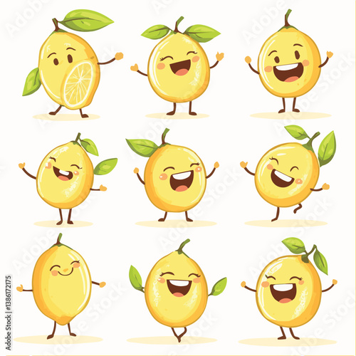 Vector illustration of funny lemon charactors Collection