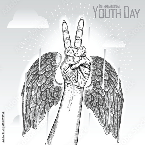 International Youth Day, IYD is an awareness day designated by the United Nations. The purpose is cultural and legal issues surrounding youth. Annual celebration on August 12. Vector.