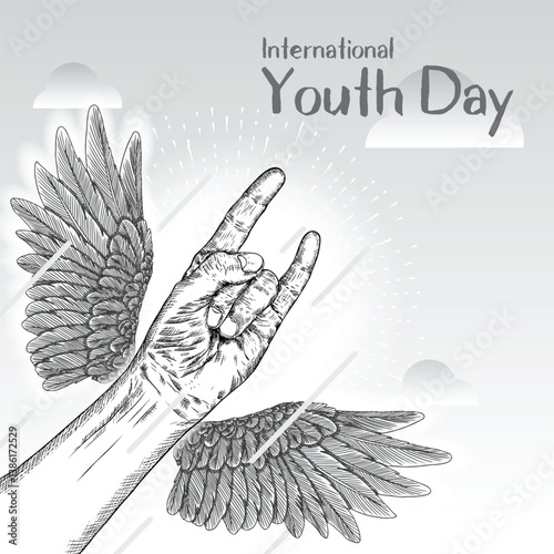 International Youth Day, IYD is an awareness day designated by the United Nations. The purpose is cultural and legal issues surrounding youth. Annual celebration on August 12. Vector.