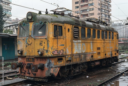 Spring scene featuring a diesel locomotive pulling a freight train through scenic landscapes