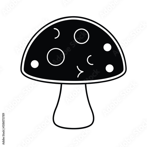 Red fly agaric mushroom cartoon vector illustration shows an isolated autumn forest fungus