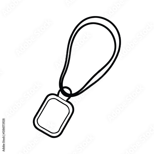 Silver metal blank id tag chain keyring isolated