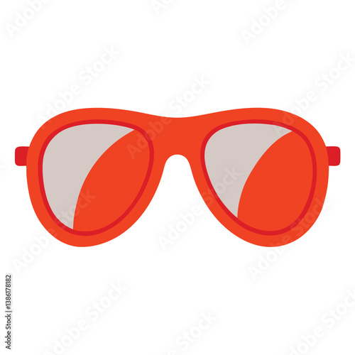 Red plastic frame sunglasses, stylish eyewear accessory isolated for summer sun protection